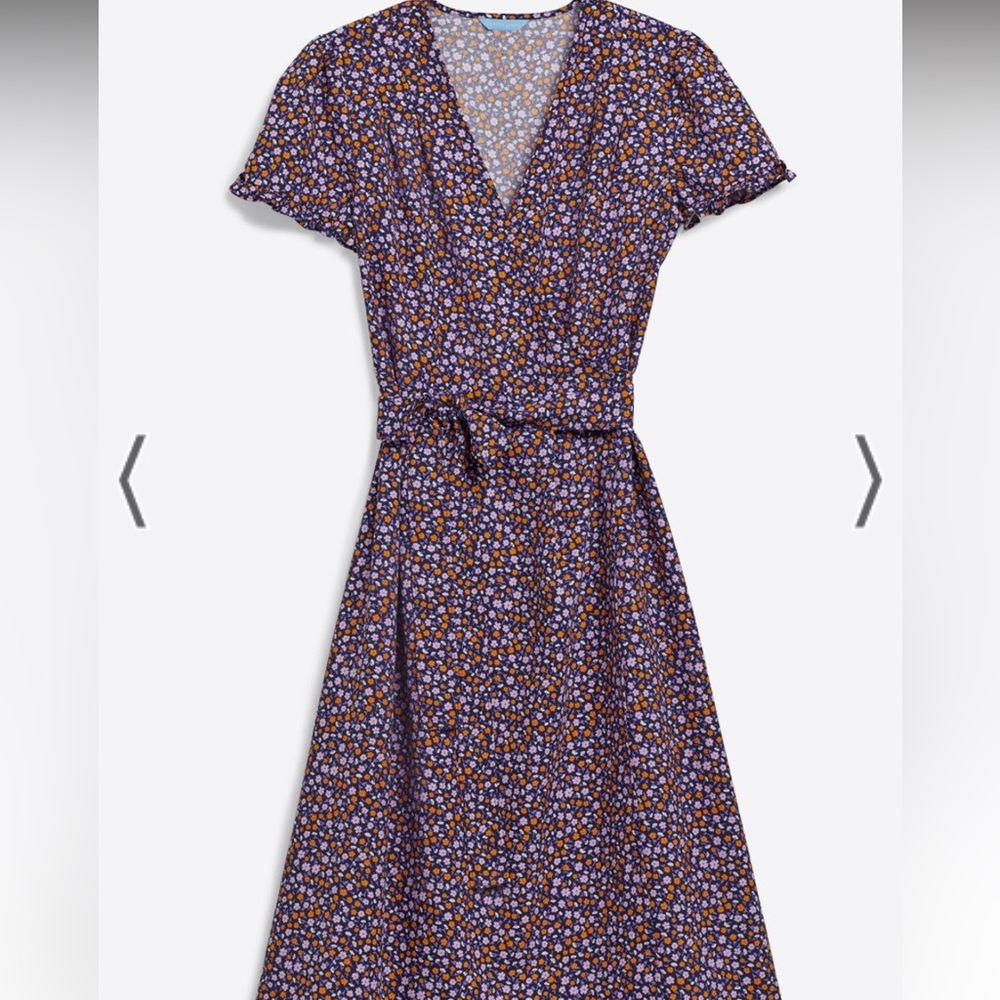 12 EUC 14 large xl Draper James Miranda wrap midi dress in  ditsy floral purple - Picture 2 of 6